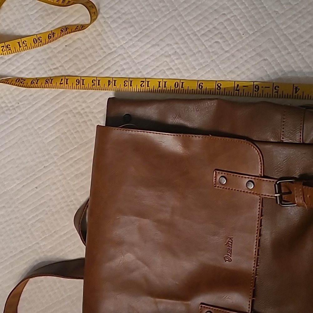 Zebella Genuine Leather Backpack – Tan Brown, Buckle Flap Style - Picture 4 of 9